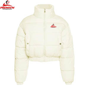 Veste courte en coton d'automne personnalisée pour femmes Vestes d'extérieur à capuche matelassées à bulles coupe-vent en duvet - Product Image 2