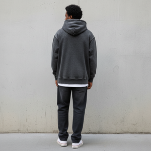 เสื้อฮู้ดดี้แฟชั่นลำลองคุณภาพสูง สไตล์ฮิปฮอป สำหรับผู้ชาย ทรงโอเวอร์ไซส์ ผ้าฝ้าย 100% 450 แกรม รับสกรีนโลโก้ตามสั่ง - Product Image 4