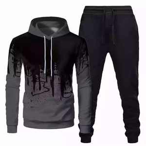 Ensemble de survêtement de sport en polyester technique à fermeture éclair intégrale, sweat-shirt et pantalon de jogging deux pièces, survêtement pour homme - Product Image 4