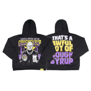 Custom Men's Spring Heavyweight Breathable <b>Fleece</b> Lined Cartoon Pattern Front Logo Boxy Cropped <b>Oversized</b> Anime <b>Hoodie</b> - Product Image 1