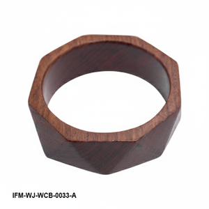 Handcrafted Geometric <b>Wooden</b> <b>Bangle</b> Bracelet Natural Dark Wood Hexagonal Chunky Statement Jewelry Boho Curved Wood Wristlet - Product Image 5
