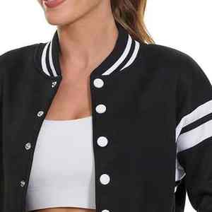 Chaqueta Varsity Corta para Mujer con Cierre de Broches, Transpirable, Tejido Resistente, Interior Suave, Estilo Deportivo Moderno y Elegante, Reversible e Impermeable - Product Image 5
