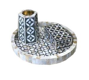 Arabic Style Ramadan Gift Set Wood Mother Pearl Inlay Mubkhar <b>Bakhoor</b> Burner Tray <b>Oud</b> Censer Rose Scent Religious Customizable - Product Image 4