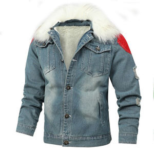 Soft Material Men <b>Denim</b> <b>Jacket</b> Winter <b>Jacket</b> Winter Long Casual Solid Color Single Slim Fit Cotton Outwear <b>Denim</b> <b>Jacket</b> For Men - Product Image 1