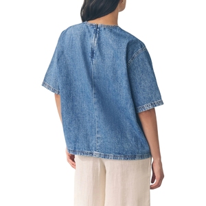 Camiseta de Mezclilla para Mujer Talla Grande, Ajuste Suave y Cómodo, Diseño Casual con Estampado de Rayas, Ecológica, Elegante, Diseño Holgado, Tela Resistente - Product Image 2