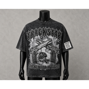 เสื้อยืดกราฟิกสไตล์โกธิคประดับคริสตัลแบบย้อมสีพิเศษ ทรงปกติ ผ้าหนา 100% คอตตอน Trackstar OEM แบรนด์ส่วนตัว TSI-G05-P0845 - Product Image 5
