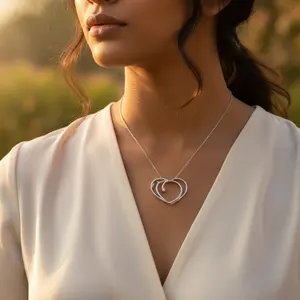 Collar de Plata 925 con Colgante de Corazón de Moda para Mujer, con Diamantes, Bañado en Rodio y Oro de 14K, Oro de 18K, Oro Rosa, Circonita, Regalo - Product Image 2