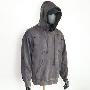 Sudadera con Capucha Extra Grande de Estilo Vintage Lavada, de Algodón Grueso, con Estampado de Punto de Cruz, Modelo 2026 OEM HSI - Product Image 3