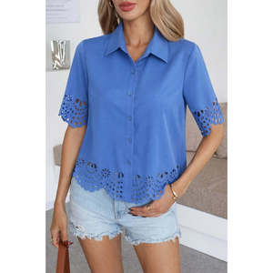 Blusa de Mujer Jane's, Manga Corta, Cuello con Botones, Estilo Dubái - Blusa Elegante e Informal para Uso Diario, Modelo 31795 - Product Image 2