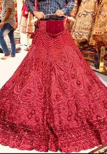 Lehenga choli ผ้า georgette สีแดงแบบดั้งเดิมที่มีลำดับโซ่สำหรับงานแต่งงานงานปาร์ตี้ - Product Image 3