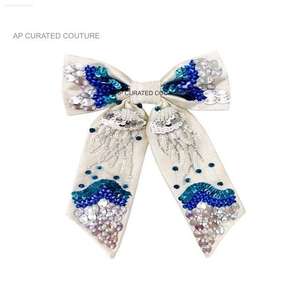 Summer Trending Indian Handmade Beaded and Sequin <b>Hair</b> Bow New Collection Fashionable Alligator Tail Bow Handcrafted - Product Image 4