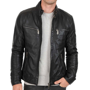 Veste de motard pour homme en cuir PU de haute qualité avec fermeture éclair intégrale, logo personnalisé, design d'hiver - Product Image 3
