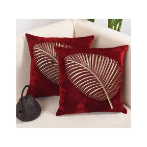 หมอนอิงผ้าฝ้าย 100% ขนาด 16x16 นิ้ว ลายปักใบไม้แบบอัจรัก ย้อมด้วยสีจากพืช เป็นมิตรต่อสิ่งแวดล้อม สำหรับผู้ซื้อจำนวนมากและรับผลิตแบบ OEM ODM - Product Image 1