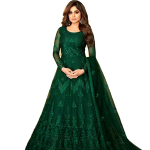 Acteurs de Bollywood portent des salwar kameez en viscose brodés de longueur maxi, couleur brillante et éclatante, spéciaux pour l'Aïd et le Ramadan - Product Image 1