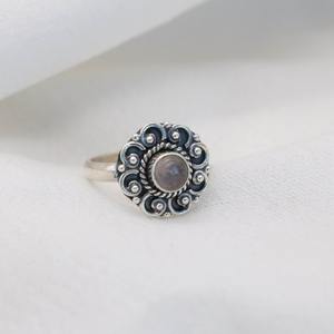 Estilo bohemio 925 plata esterlina cuarzo rosa anillo de piedras preciosas joyería hecha a mano anillo de plata joyería para mujer regalo de boda para ella - Product Image 2