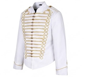 <b>White</b> Steampunk <b>Jacket</b> Napoleonic Hussar Coat Historical Uniform Style for <b>Men</b> Parade Costume - Product Image 2