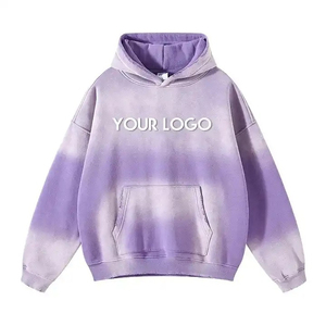 Haute Qualité Coton French Terry Pull À Capuche Veste Vintage Acid Wash Distressed Training Sweatshirts pour Hommes - Product Image 5