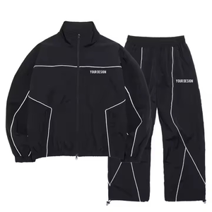 Chándales con cremallera para hombre de fabricante superior con logotipo de impresión personalizado OEM crea tu propio estilo chándales cortavientos de dos piezas de nailon - Product Image 4