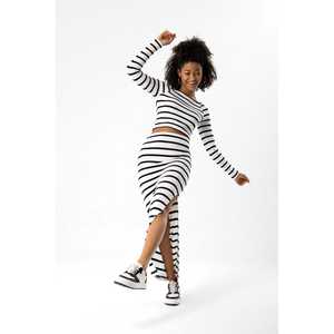 <b>Black</b> Striped Ladies' <b>Long</b> <b>Sleeve</b> <b>Top</b> Casual Satin Silk Woven Embroidered Logo Autumn Outwear XS-XL Sizes Breathable - Product Image 4