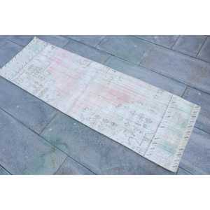 พรมขนาด 1.7x5.5 ฟุต, พรมวิ่งสไตล์ตุรกีแบบวินเทจ, พรมขนสัตว์สีขาว - Product Image 2