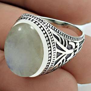 Retro Vintage Natural Rainbow Moonstone Gemstone <b>Ring</b> For <b>Men</b> Pure Sterling <b>Silver</b> 925 Gemstone <b>Ring</b> Handmade Bohemian Jewelry - Product Image 4