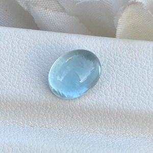 9x7 MM Natural <b>Top</b> Color Aquamarine Oval Shape Cabochon with Good Luster 2.06 Carat Loose Diamond Gemstone for Jewelry Making - Product Image 1