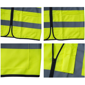 Veste de travail de sécurité réfléchissante pour hommes, en tissu tricoté 100% polyester haute visibilité, pour travaux de construction, avec logo personnalisé - Product Image 6
