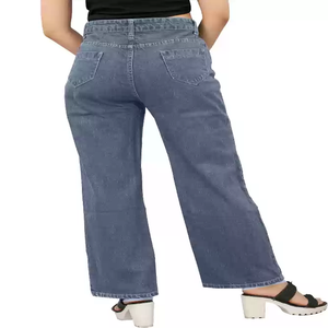 Pantalones Vaqueros Anchos de Mezclilla para Mujer, Talla Grande, Estilo Boyfriend, Corte Holgado, Elásticos, Ecológicos, Teñidos - Product Image 3