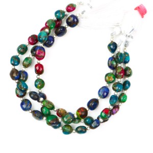 Cuentas de turquesa Mohave arcoíris AAA lisas en forma de pepita para la fabricación de joyas, cuentas de piedras preciosas de turquesa de 6x8-8x10 mm, por fabricante indio. - Product Image 4