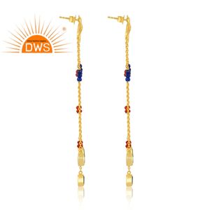 ที่ดีที่สุดที่มีคุณภาพเงินสเตอร์ลิง18K ชุบทองพลอยคาลซิโดนีดีไซน์แบบห้อยต่างหูผู้ผลิตเครื่องประดับดี - Product Image 3