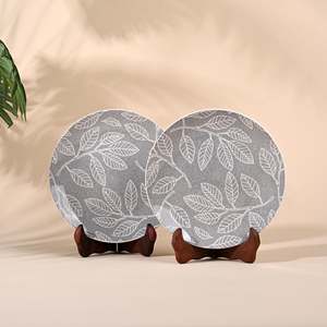 Ensemble Bohème de 2 Assiettes Durables en Porcelaine de 7,8 Pouces, Design Bohème Moderne de Luxe Personnalisable pour Fêtes et Événements - Product Image 1