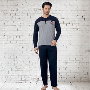 <b>Men's</b> Comfortable <b>Thermal</b> Sleepwear Loungewear Big Size Soft Pajama Set Long Sleeves Breathable Cotton Blend Stylish <b>Pyjamas</b> - Product Image 3