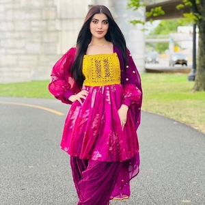 Best Quality Women <b>Pink</b> Color New Arrival Women Afghani Traditional <b>Dresses</b> for <b>Wedding</b> and Party Wear Winter and Summer - Product Image 1