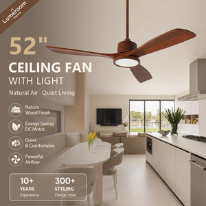 52 Inch <b>Ceiling</b> <b>Fan</b> with Light Solid Wood Blades Modern DC Motor <b>Ceiling</b> <b>Fan</b> with <b>Remote</b> <b>Control</b> for Bedroom Farmhouse - Product Image 1