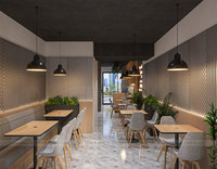 Comptoir de bar moderne en bois, bureau d'accueil pour café, poste de caisse minimaliste, station de travail pour bar à eau, boulangerie, salon de thé