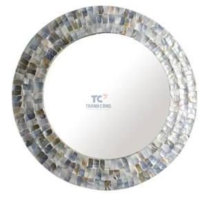 Espejo colgante de pared de nácar, marco de espejo con incrustaciones de perlas hechas a mano, lujoso, para Decoración - Product Image 1