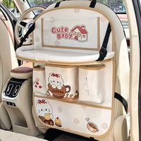 Organisateur de siège auto en cuir, motif dessin animé mignon, pliable, avec plateau, étanche, 5 compartiments, motif personnalisé, vente en gros