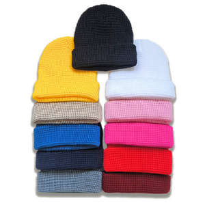 Gorro con patrón de punto estilo gofre térmico acrílico personalizable, brazalete acanalado de invierno con bordado de logotipo - Product Image 1