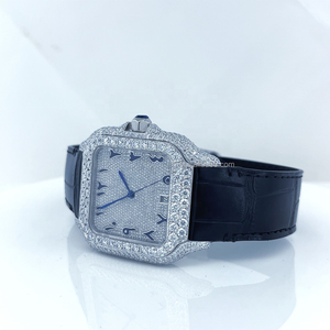 นาฬิกาโมอิสซาไนต์หน้าปัดสี่เหลี่ยมคลาสสิกระดับพรีเมียม พร้อมขอบเพชรคุณภาพ VVS สายหนัง ตัวเรือนเหล็ก - กำลังเป็นที่นิยม - Product Image 3