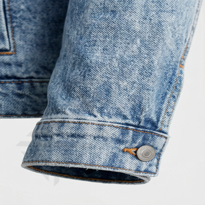 แจ็คเก็ตยีนส์ผู้ชายทรงสลิมฟิต สไตล์ไบค์เกอร์ ขาดๆ แบบวินเทจ สีน้ำเงิน แบบสั่งทำพิเศษ แขนยาว คลาสสิก เสื้อคลุมยีนส์ แจ็คเก็ตยีนส์ผู้ชาย - Product Image 6