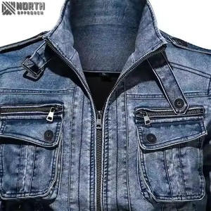 2025 nouvelle mode Street Wear Style hommes Denim veste sur mesure de haute qualité respirant avant Logo hiver pour hommes - Product Image 6