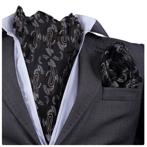 Black and Brown Paisley Luxury Exquisite Jacquard Printed Turkey Origin Exve Exclusive Ascot Hanky <b>Set</b> Elegant <b>Wedding</b> <b>Gift</b> Idea - Product Image 1
