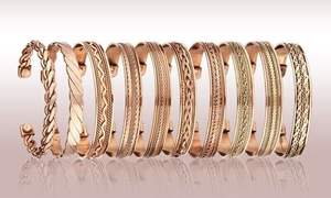 Bracelet en cuivre torsadé de conception indienne, fabriqué directement par les artisans royaux, forme de paix, unisexe, tendance pour les fêtes, 2 couleurs - Product Image 2