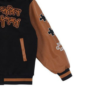 OEM School College Custom Chenille Embroidery Logo Student Leather Bomber Baseball Patch Letterman <b>Men's</b> Winter Varsity <b>Jacket</b> - Product Image 4