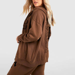 Sudadera con capucha de lona amarilla sólida para mujer al por mayor, con cremallera, estampado personalizado, bordado, parche y parte inferior gruesa, estilo vintage. - Product Image 5