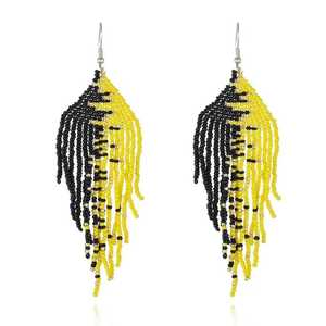 Pendientes de Moda Indios Hechos a Mano, Diseño Hippie con Cuentas de Semillas, Inspiración Religiosa Cristiana, Personalización - Product Image 2