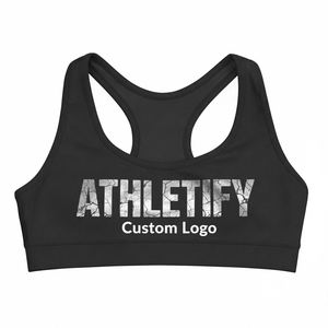 Sujetador deportivo para mujer, sujetador atlético con espalda cruzada personalizado para gimnasio, correr y hacer ejercicio, tejido elástico cómodo, respetuoso con el medio ambiente sostenible. - Product Image 1