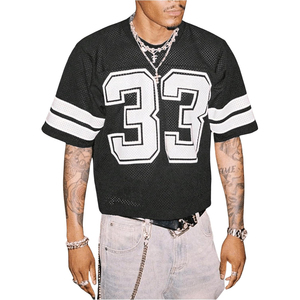 Maillots de football américain rétro en sublimation, streetwear, design graphique personnalisé, respirant, antibactérien, grande taille, séchage rapide, maille - Product Image 1