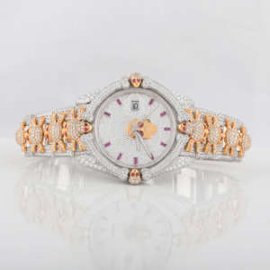 Crâne personnalisé entièrement glacé automatique mécanique Moissanite diamant montre-bracelet avec deux tons élégant Hip Hop montre - Product Image 1