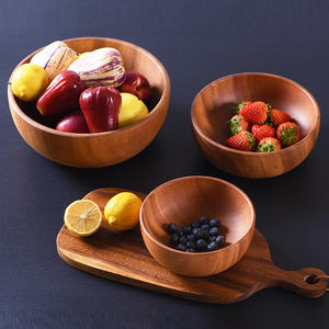 Vente en gros MULTI CRAFT Grand bol rond en bois d'acacia léger poli pour fruits, salades et décoration intérieure - Product Image 1